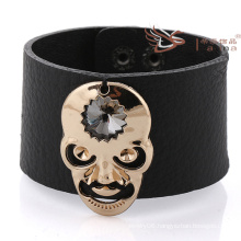 Wide Leather Bracelets With Skull,Men Leather Bracelets 2014 New Design Plain Leather Bracelets